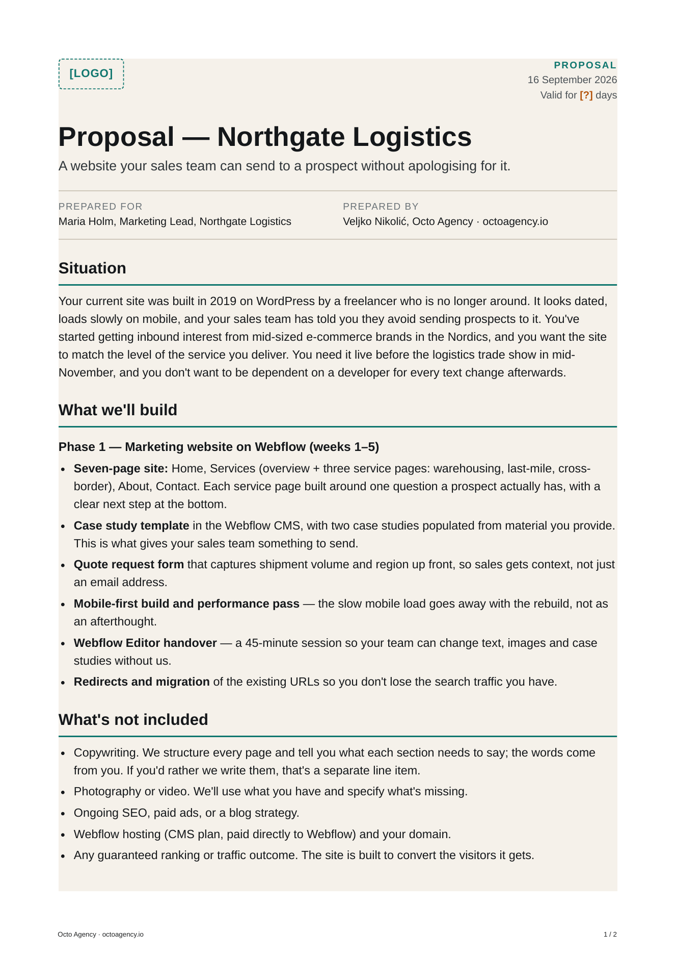 Primer gotove ponude u PDF-u